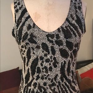 Sexy beaded animal print tank top
